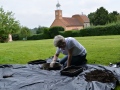 Soil being sifted through in search of small finds.