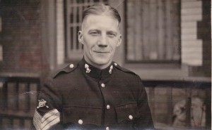 Fred Hart, full uniform - with BQMS stripes (rank: Battery Quartermaster Sergeant)